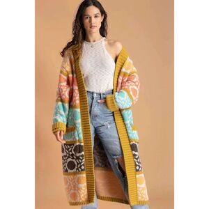 Anthropologie x Maeve Carina Multi Long Knit Kimono Size OS